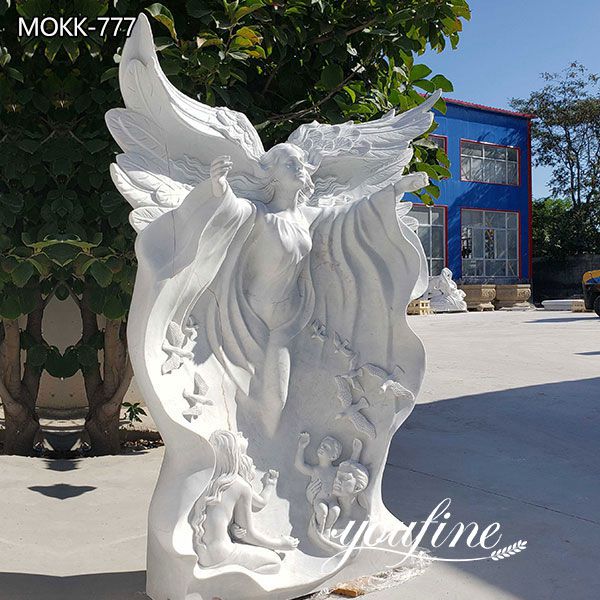 Life Size White Marble Angel Statues for Garden Decor Suppliers MOKK-777