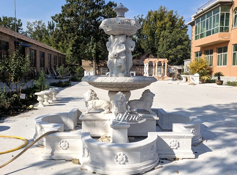 lion fountain with figure