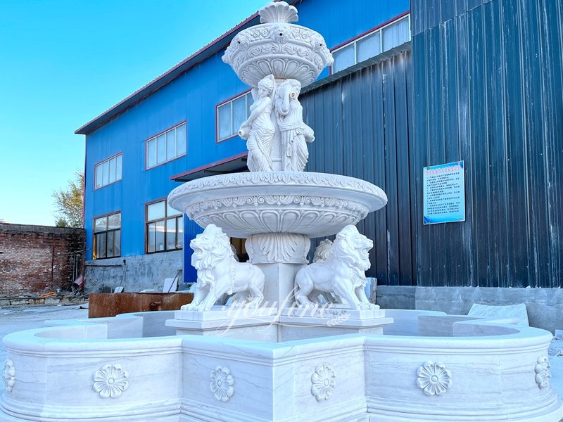 lion fountain with figure sculpture art