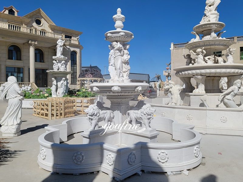 Hand Carving Garden Marble Lion Fountain MFGF-01