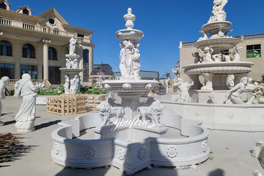Hand Carving Garden Marble Lion Fountain MFGF-01