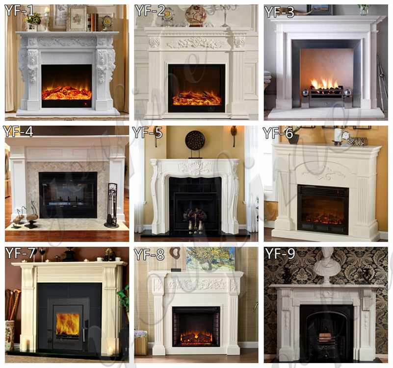 marble tile fireplace surround