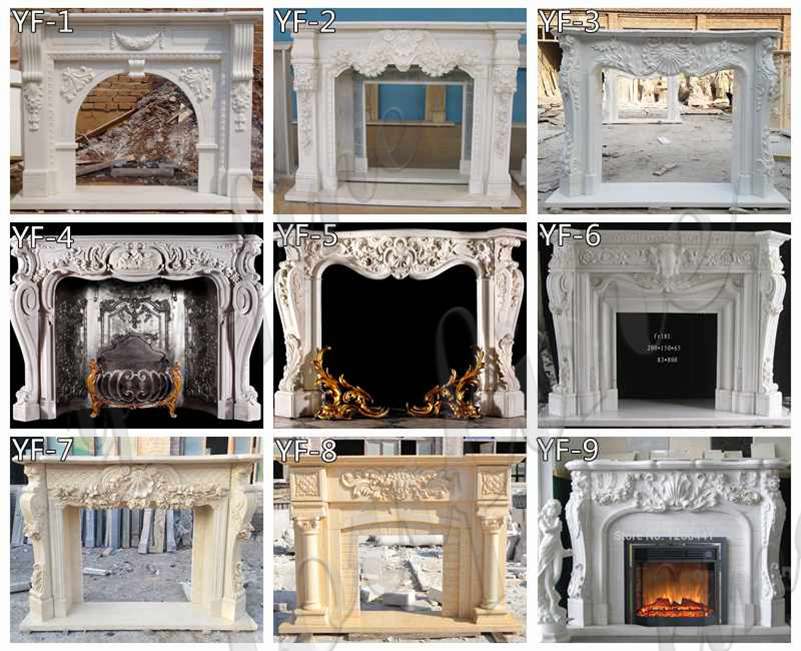 white marble fireplace surround