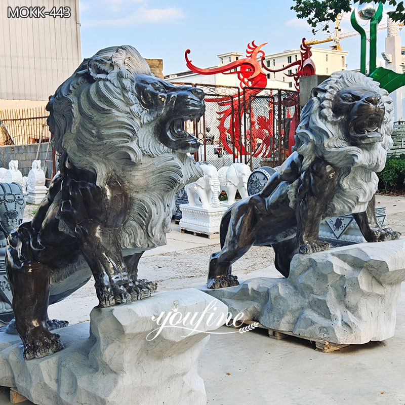 5 feet Black Marble Western Lion