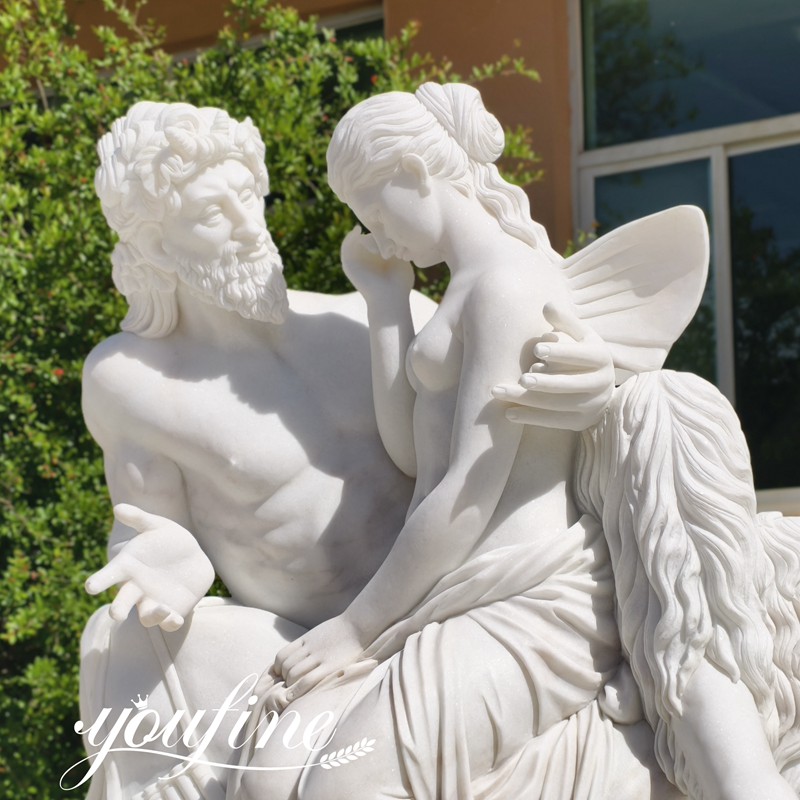 Pan Comforting Psyche Marble Statue detail