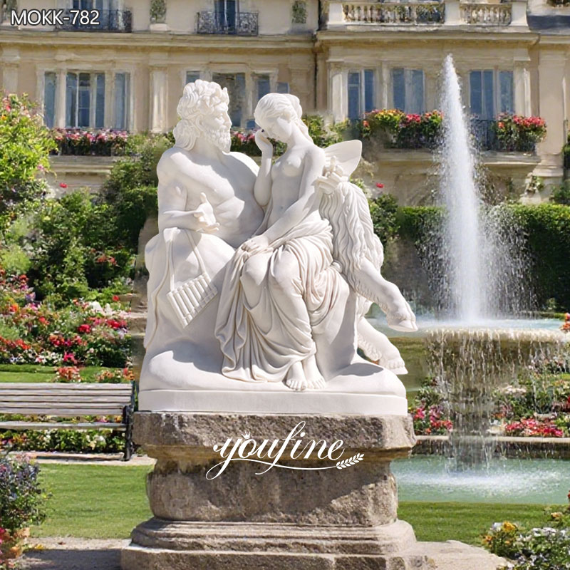 Pan Comforting Psyche Marble Statue