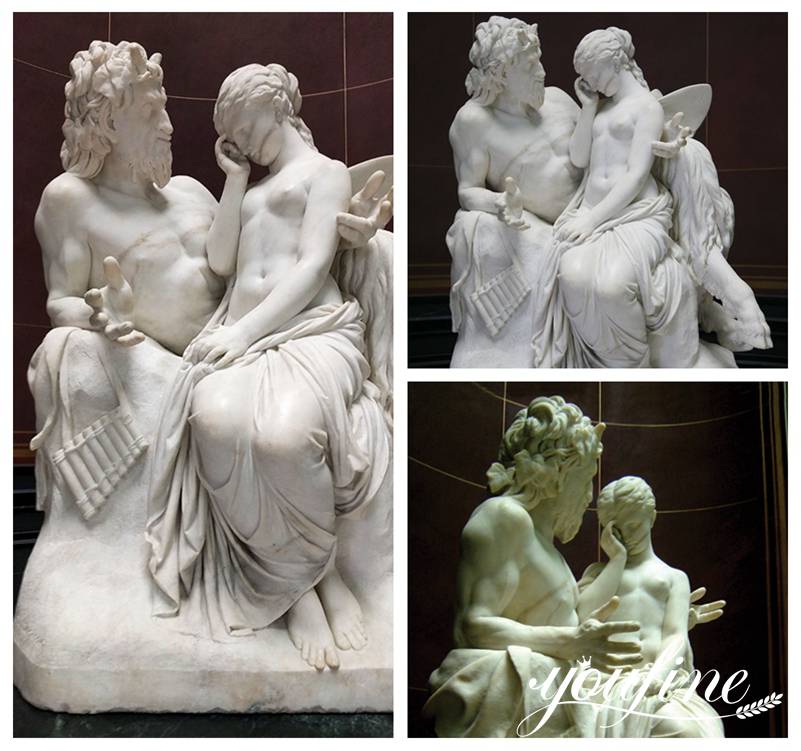 Classic Life Size Pan Comforts Psyche Marble Statue for Sale