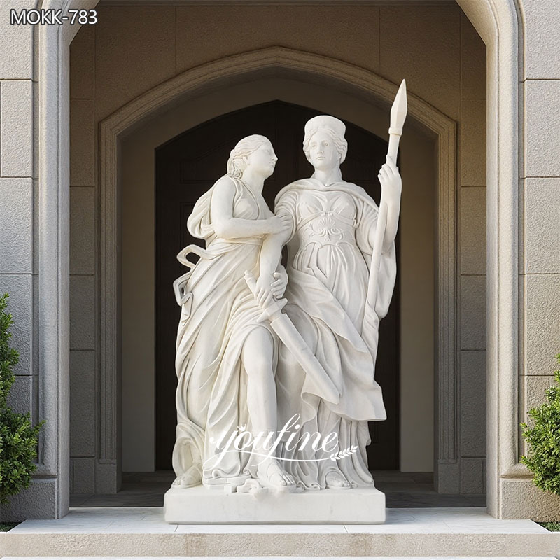 Classic Roman Marble Woman Warrior Statue MOKK-783