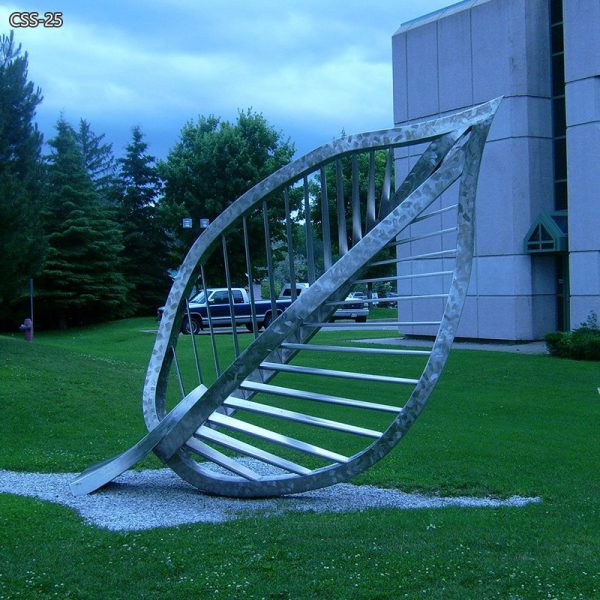Contemporary Outdoor Metal Art Stainless Steel Leaf Sculptures for Square Decor for Sale