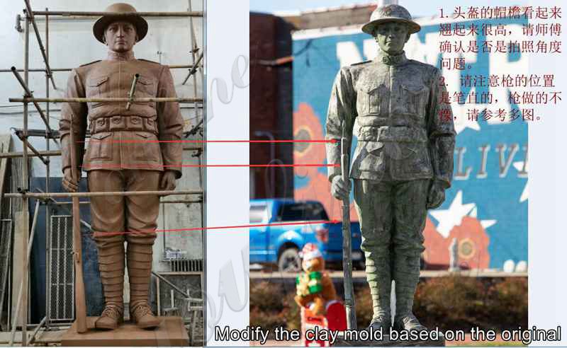 Custom Large Bronze Soldier Statue for American Client