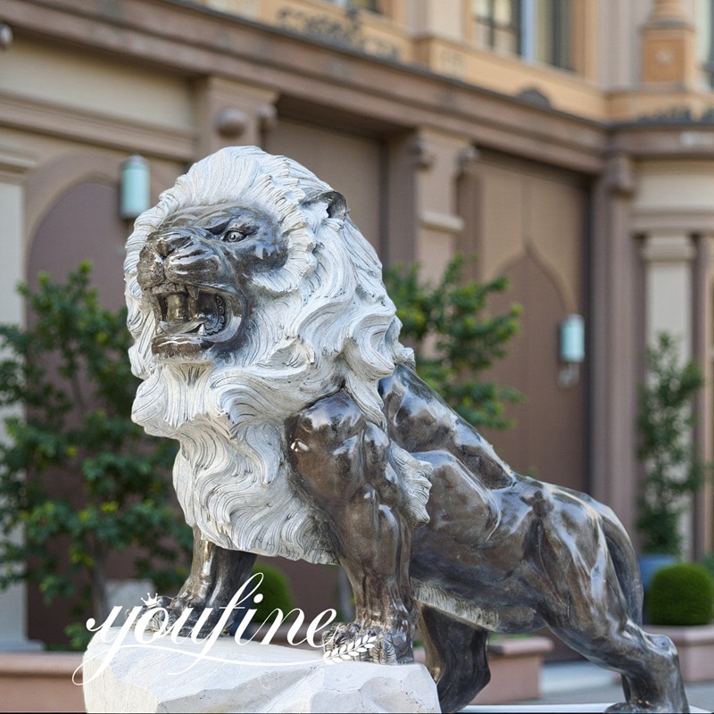 Black Marble Western Lion Sculpture for home entrance