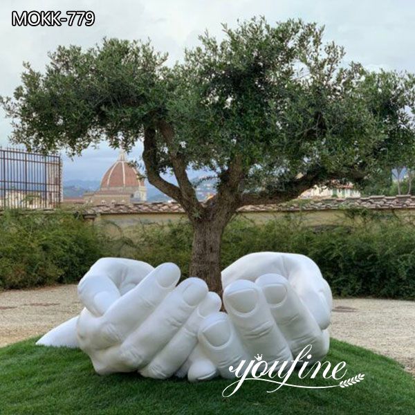 Large Hands Marble Sculpture for Garden Decor