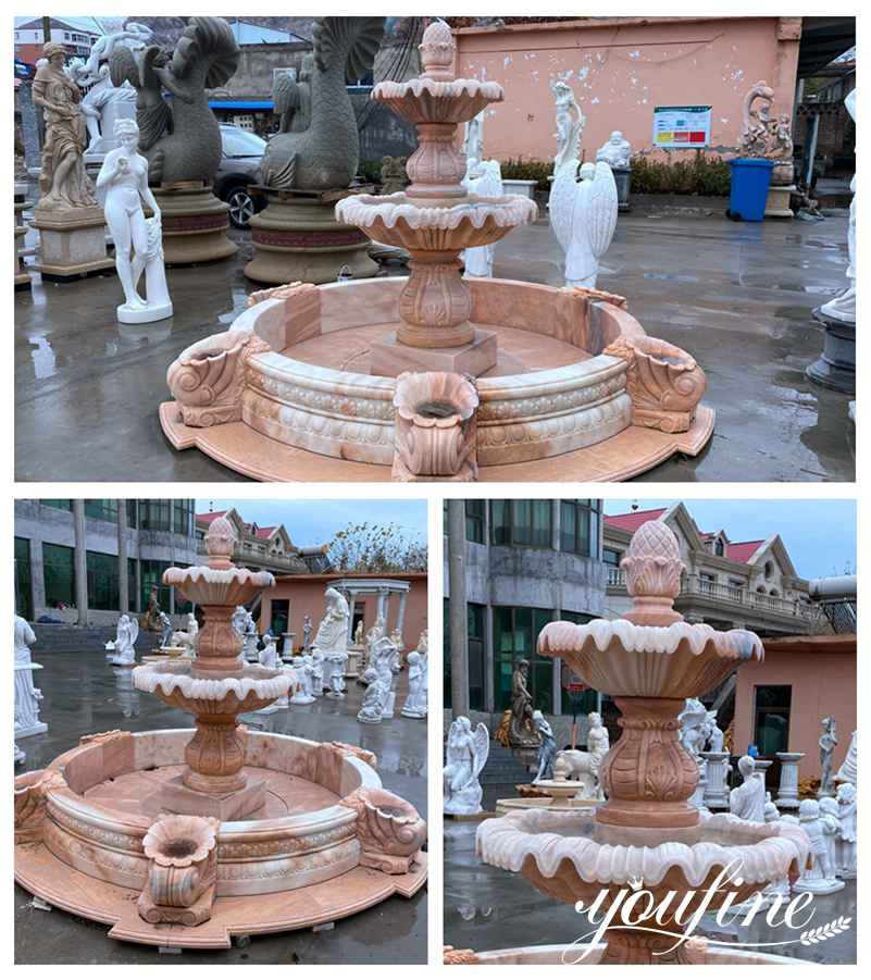 Large Hotel Decor Two Tiered Marble Water Fountain