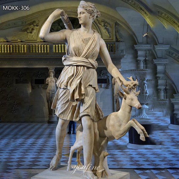 Life Size Artemis Huntress White Marble Statue