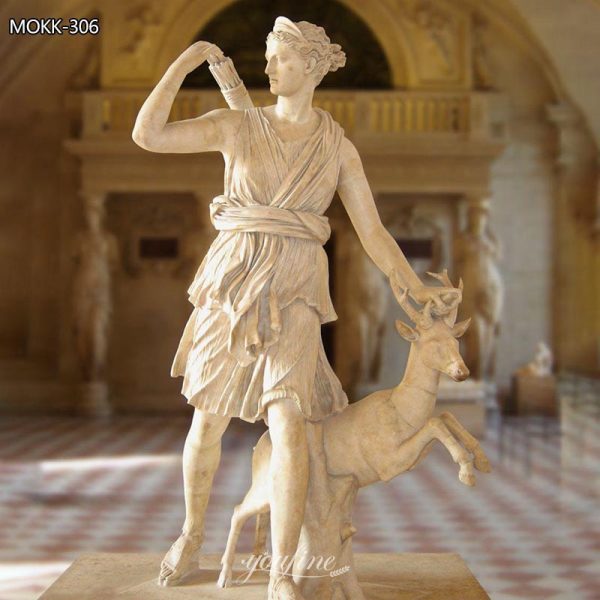 Life Size Artemis Huntress White Marble Statue