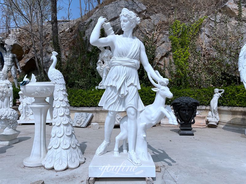 Life Size Artemis Huntress White Marble Statue