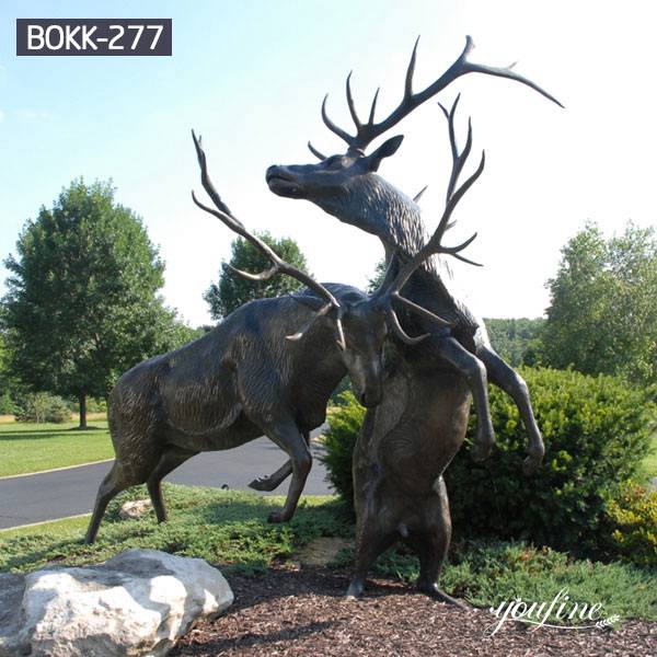 Life Size Fight Bronze Elk Statue Street Decor for Sale BOKK-277