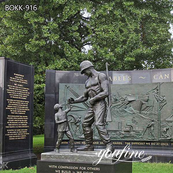 Military Bronze Statue Soldier and Child for Sale