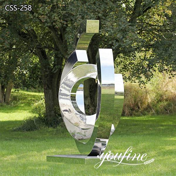 Mirror Stainless Steel Ring Sculpture Urban Landscape Decor for Sale
