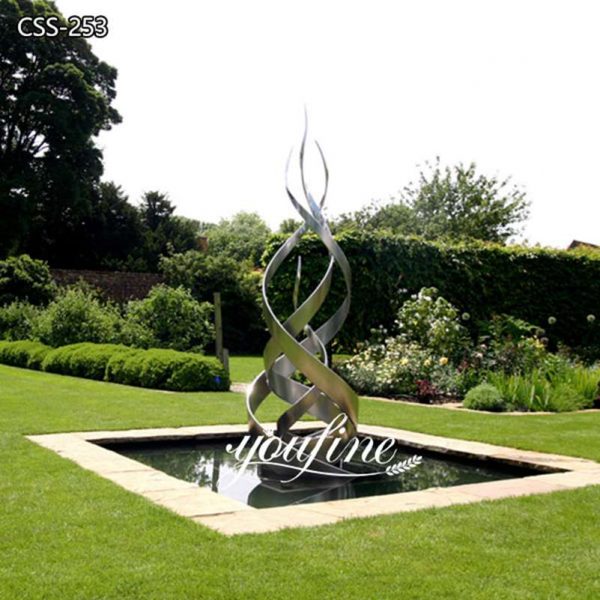 Outdoor Abstract Stainless Steel Water Feature Sculpture for Sale