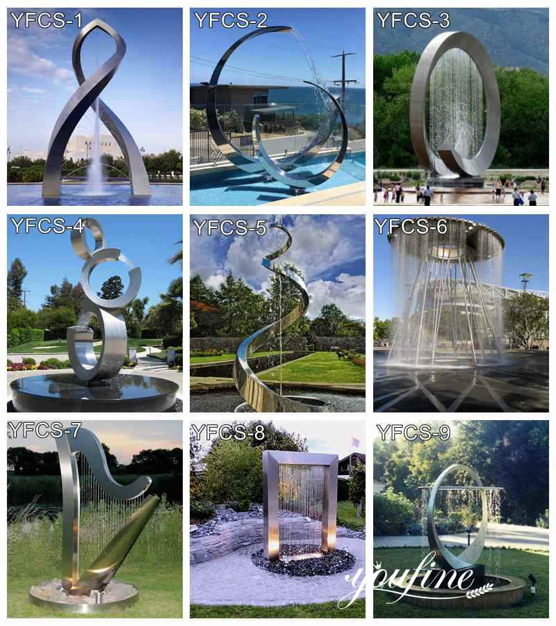 Outdoor Abstract Stainless Steel Water Feature Sculpture