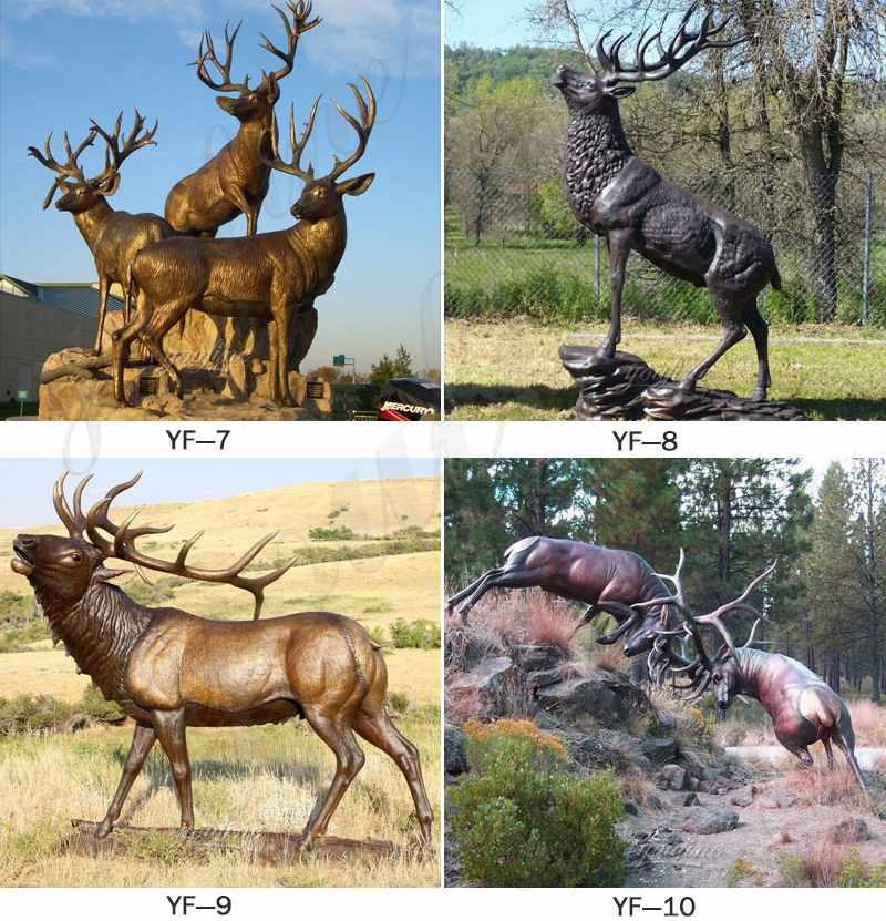 Zoo Decoration Life Size Bronze Elk Statue for Sale BOKK276 YouFine