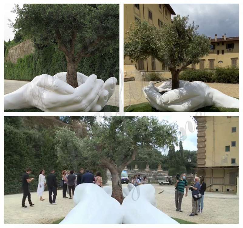 Outdoor Hands Marble Sculpture for Garden Decor for Sale