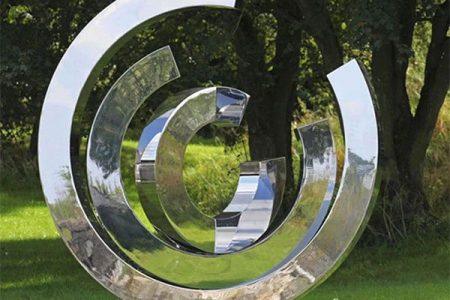 Outdoor Mirror Stainless Steel Ring Sculpture Urban Landscape Decor for Sale CSS-258