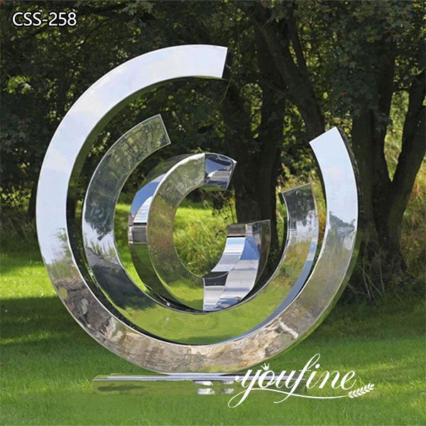 Outdoor Mirror Stainless Steel Ring Sculpture Urban Landscape Decor for Sale