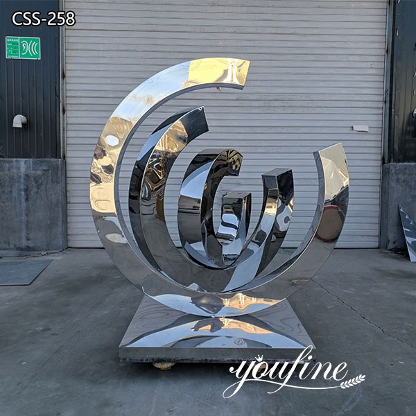 Outdoor Mirror Stainless Steel Ring Sculpture Urban Landscape Decor