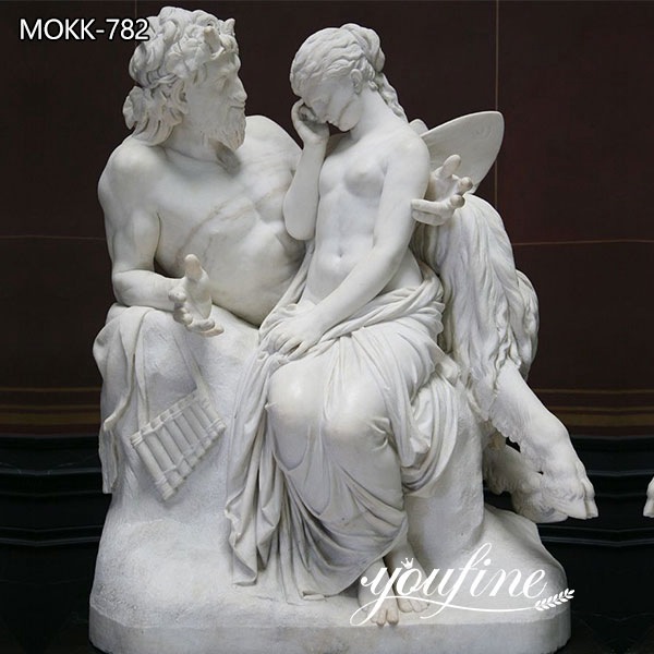 Pan Comforts Psyche Marble Statue for Sale