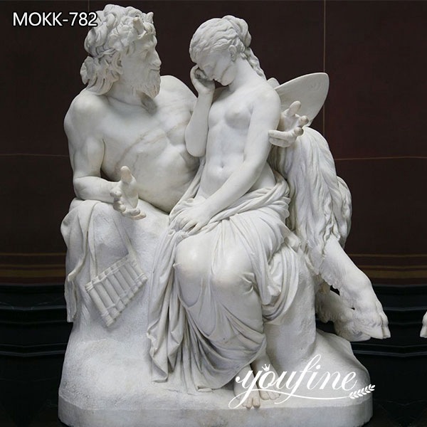Pan Comforts Psyche Marble Statue