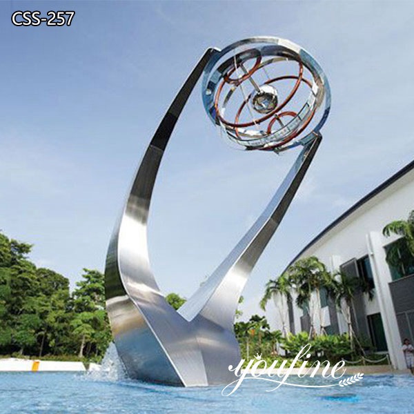 Stainless Steel Fountain Sculpture Outdoor Public Park Decor for Sale