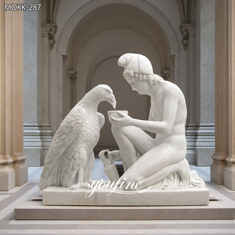 Thorvaldsen Natural Marble Zeus and Ganymede Statue for Sale MOKK-287