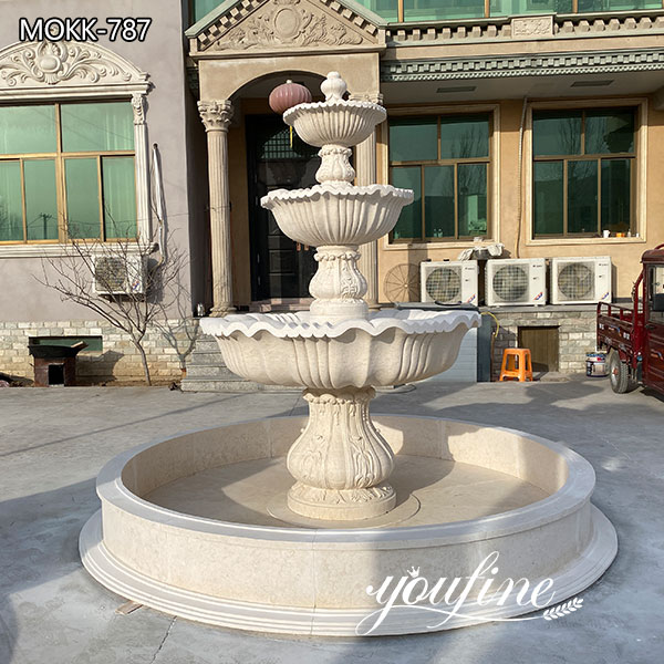 Three Tiered Marble Fountain Outdoor Villa Garden Decor for Sale