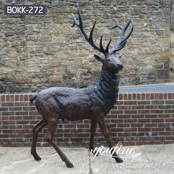 Zoo Decoration Life Size Bronze Elk Statue for Sale BOKK-276