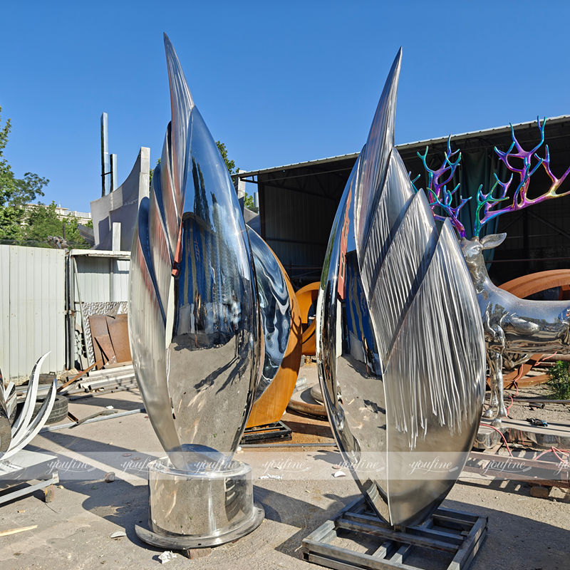 abstract metal leave sculpture