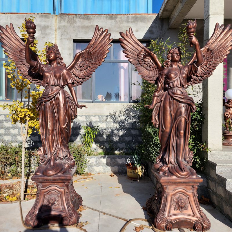 Large Bronze Angel Statue Modern Driveway Gate Design Supplier BOK1-116