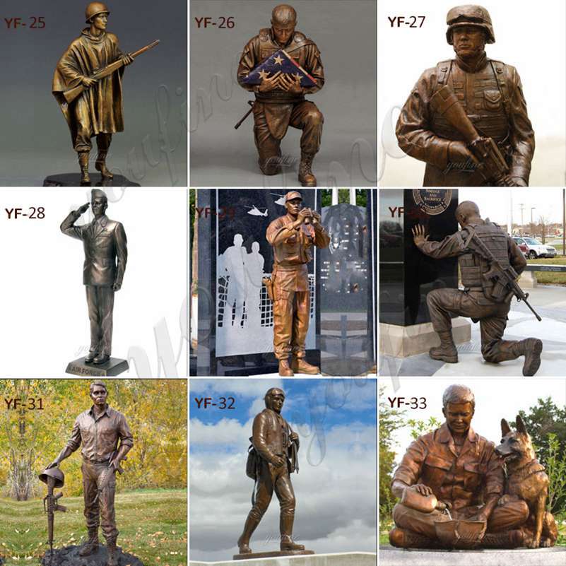 bronze military soldier statue