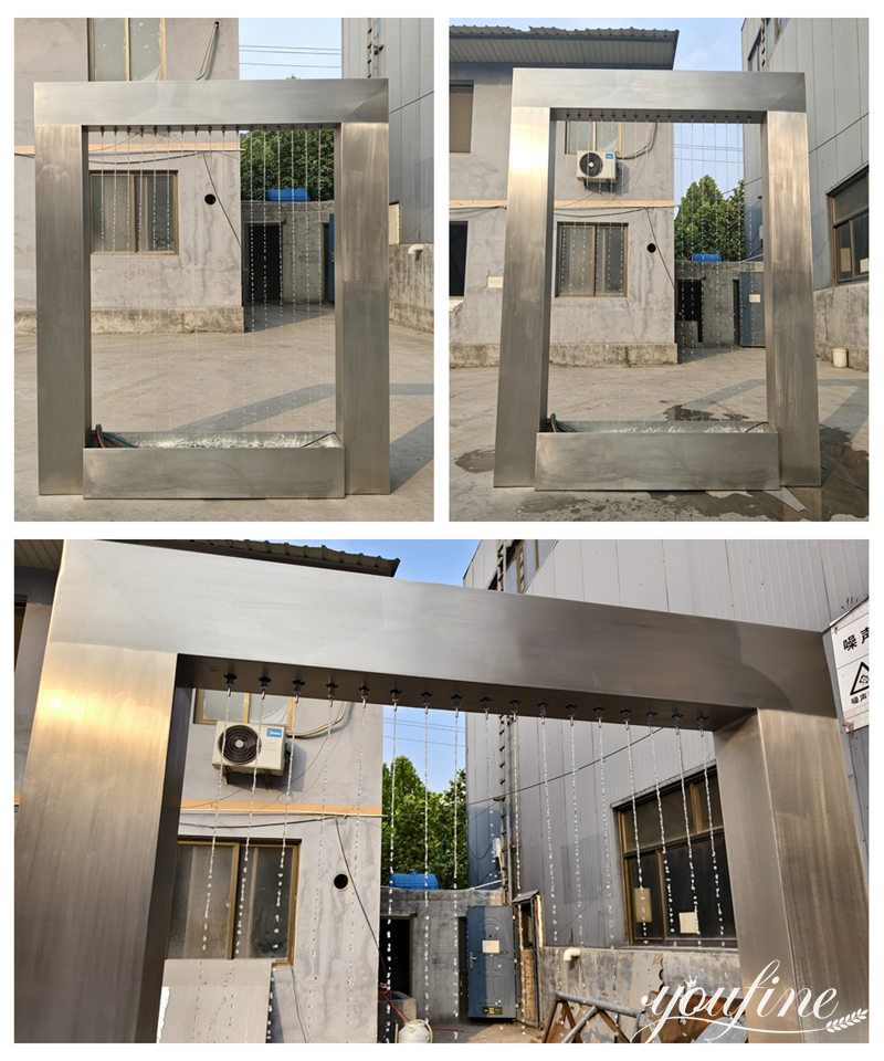 finished stainless steel water feature