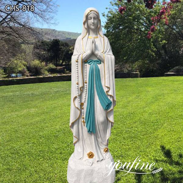 200Cm Painted Marble Our Lady of Lourdes Statue for Sale Outdoor Garden Church Decor