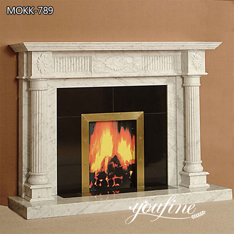 Alexandria Style White Marble Fireplace Surround Indoor Decorations for Sale MOKK-789