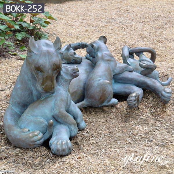 Bronze Mother Lion and Children Statue Zoo Decoration for Sale BOKK-252
