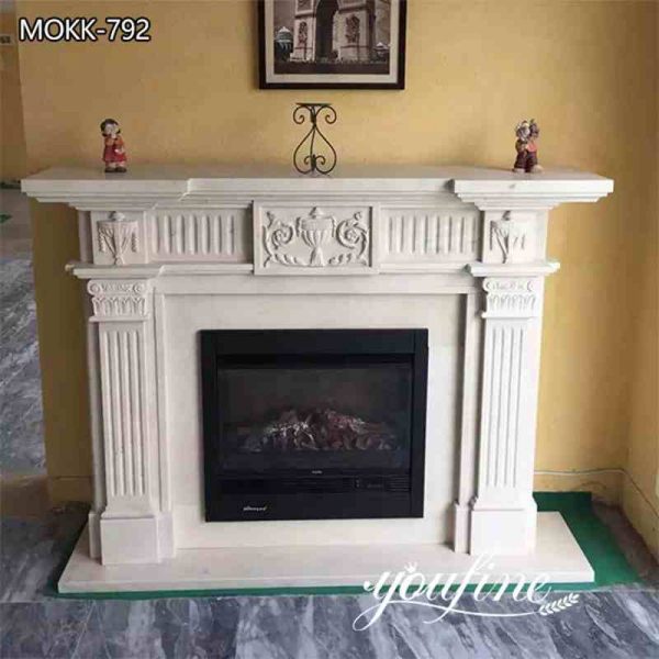 Hand Carved Regency White Marble Fireplace Mantel Home Decoration for Sale MOKK-792