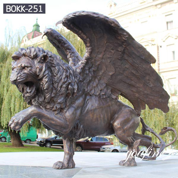 Hotel Decoration Large Bronze Wings Lion Statue for Sale BOKK-251