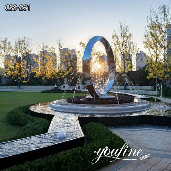 Large Modern Outdoor Ring Metal Sculpture Fountain for Sale