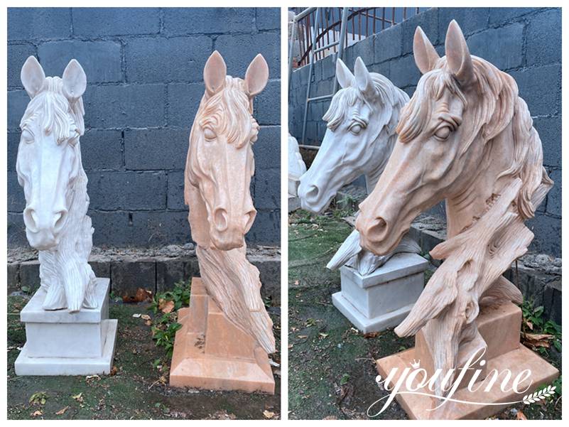 Large horse head statue