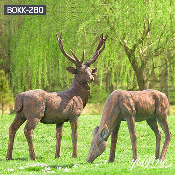 Life Size Bronze Elk and Deer Statue Garden Decor for Sale BOKK-280