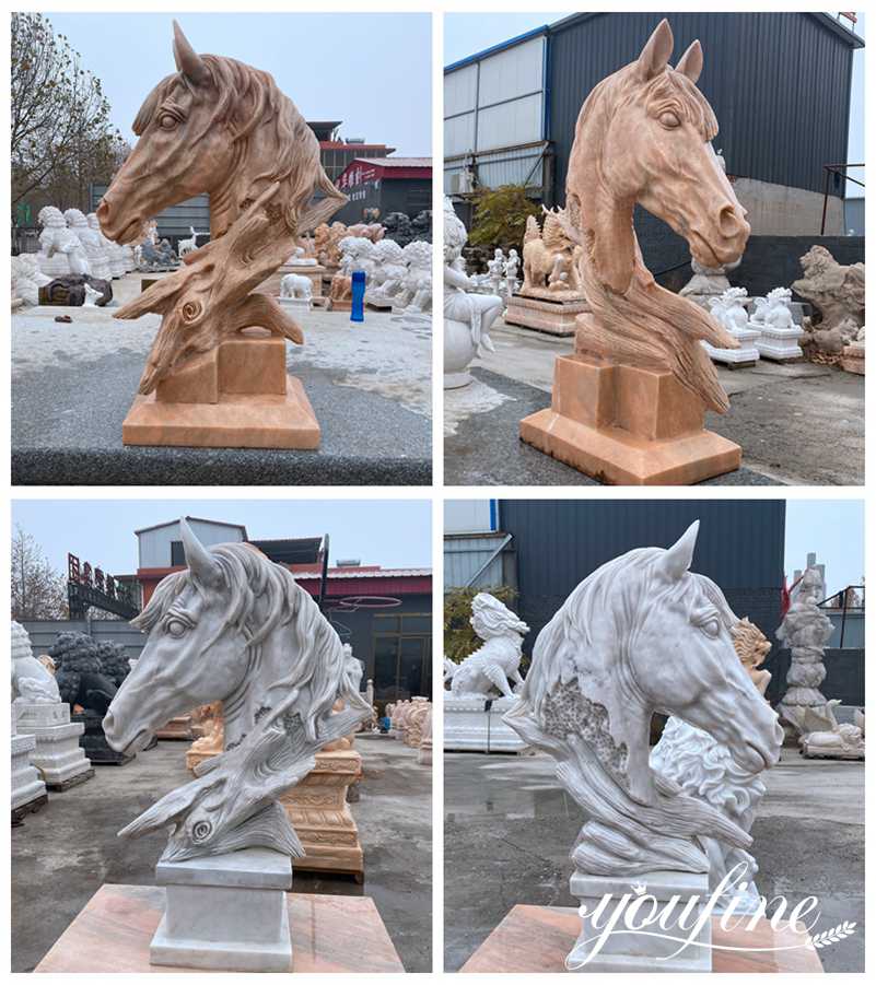 Marble Horse Head Garden Statue for Front door decoration