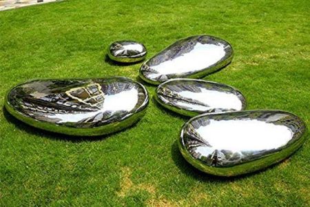 Garden Decor Mirror Polished Stainless Steel Cobblestone Sculpture for Sale CSS-267